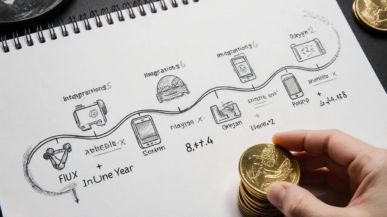 Concept sketch of Flux roadmap showing future chains and token growth.