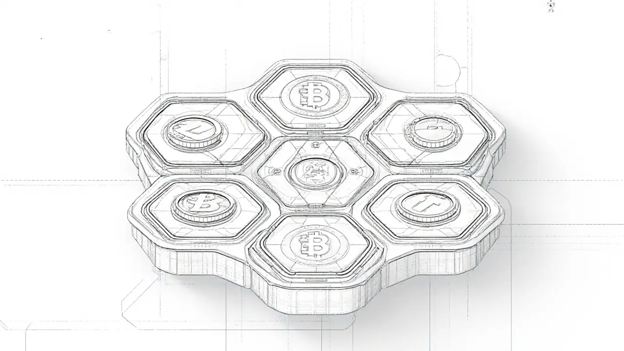 Modular crypto service device with hexagonal modules