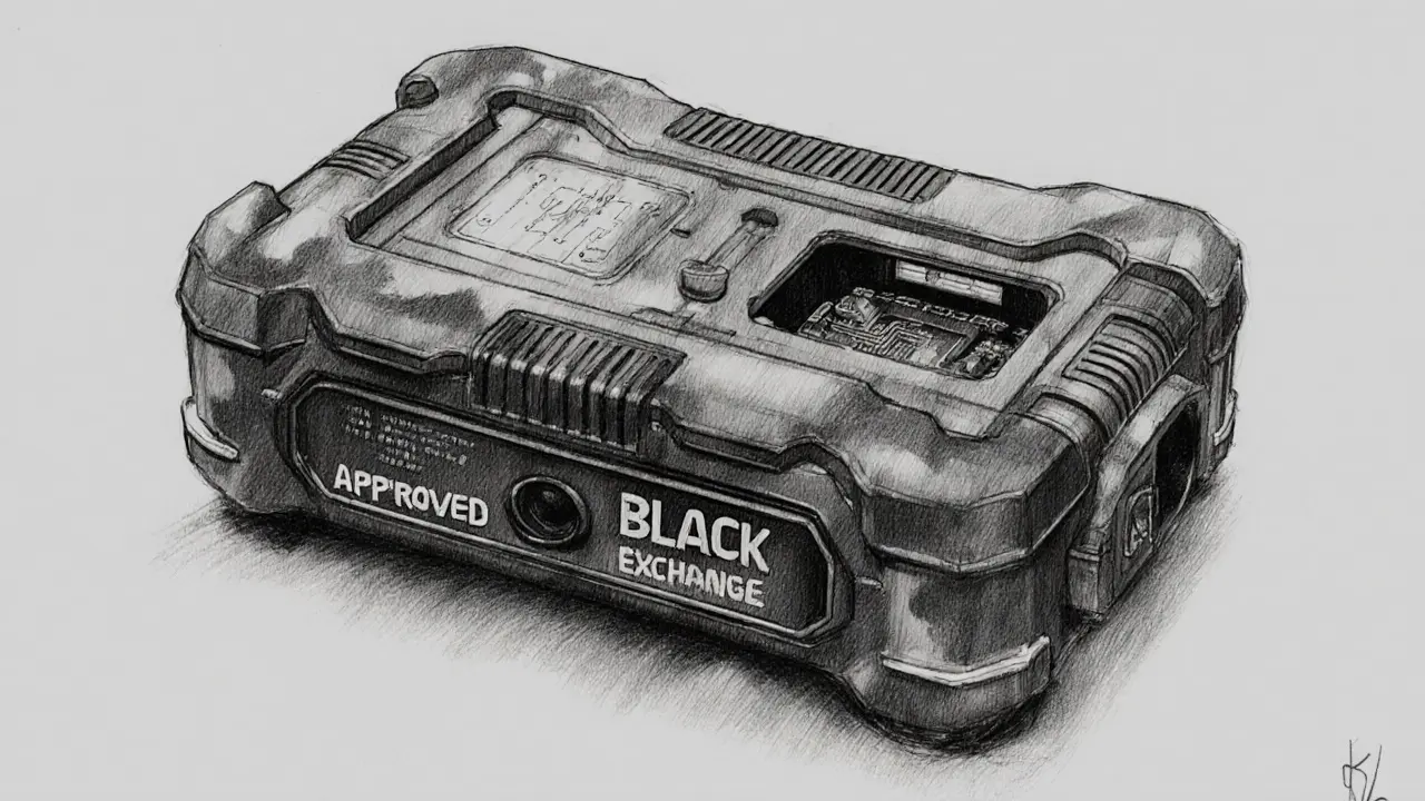 Hidden-design ASIC miner with dual-output ports for legal and black-market sales.