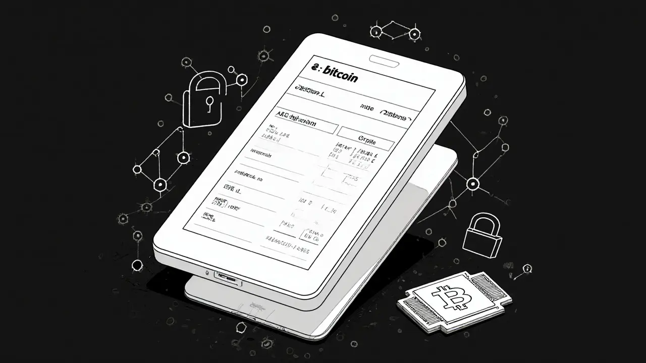 Smart wallet for Iran&#039;s digital rial beside a discarded Bitcoin miner, symbolizing state control.