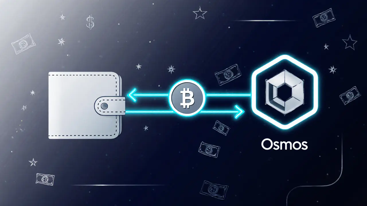 USDN token moving natively between blockchain networks with glowing IBC connection lines.
