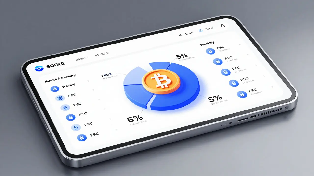 Corporate crypto treasury dashboard showing 5% asset limit and FSC reporting features.