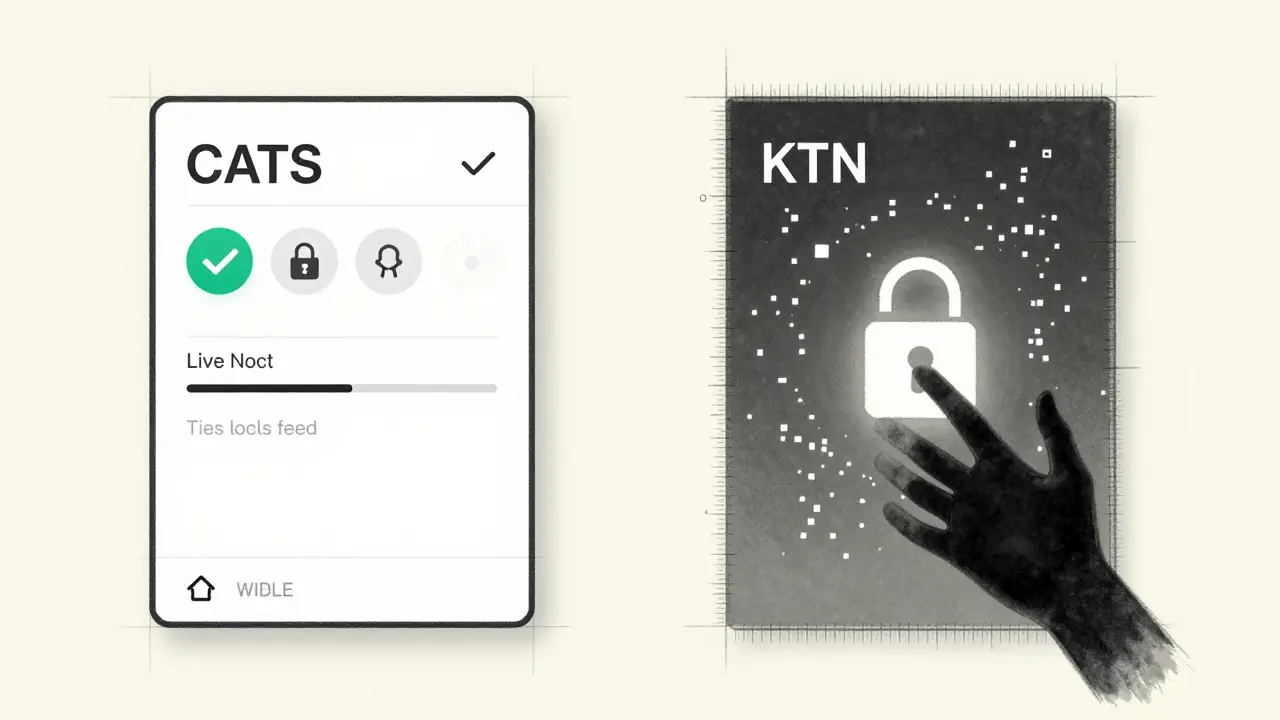 Side-by-side comparison of verified vs. fraudulent crypto token interfaces in technical drafting style.