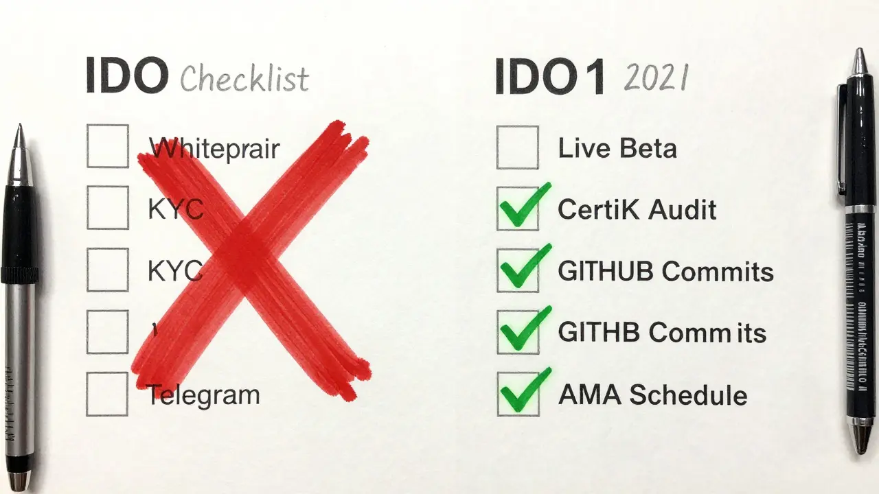Side-by-side comparison of 2021 IDO checklist versus modern requirements