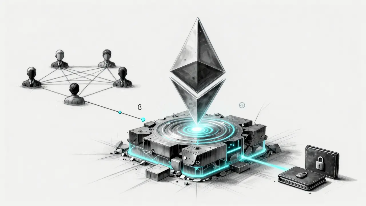 ODIN Chain node bridging old Ethereum blockchain, showing active vs. frozen token paths