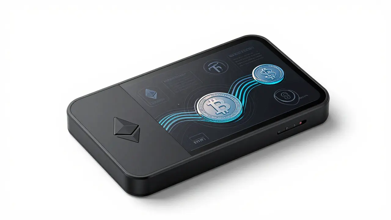 Tokenized treasury bond module with BUIDL logo and blockchain transformation.