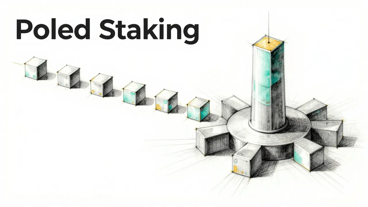 Conceptual design sketch showing small stakes merging into a large pool.