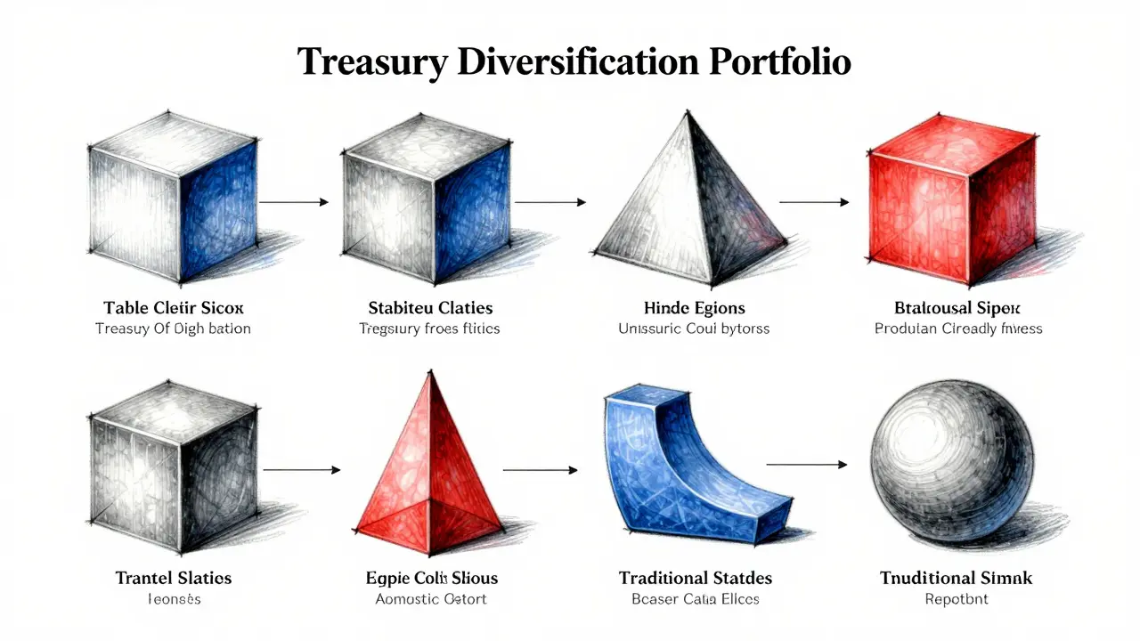 Conceptual sketch of diversified crypto assets for risk management