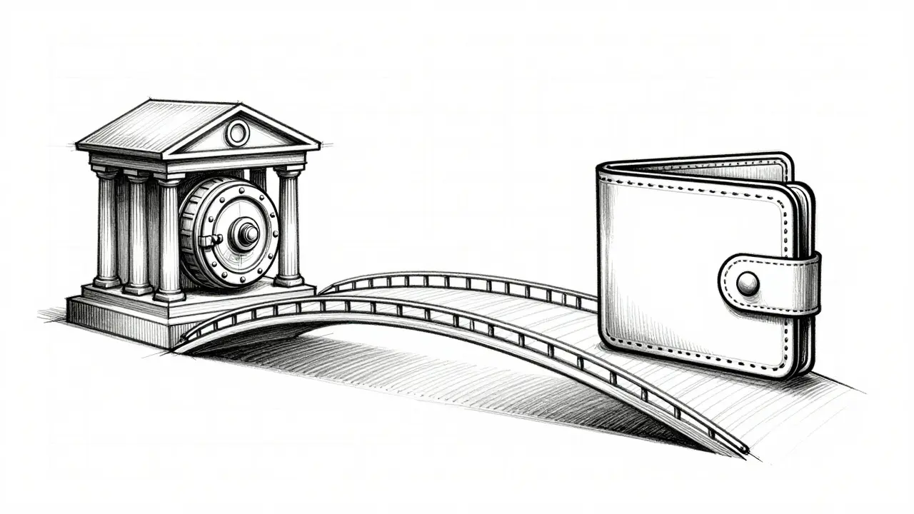 Design sketch of crypto-to-fiat bridge