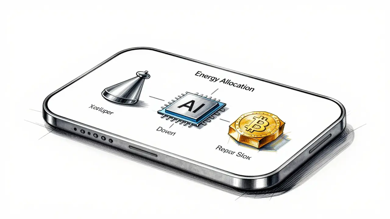 Design sketch of energy allocation dashboard comparing industry uses