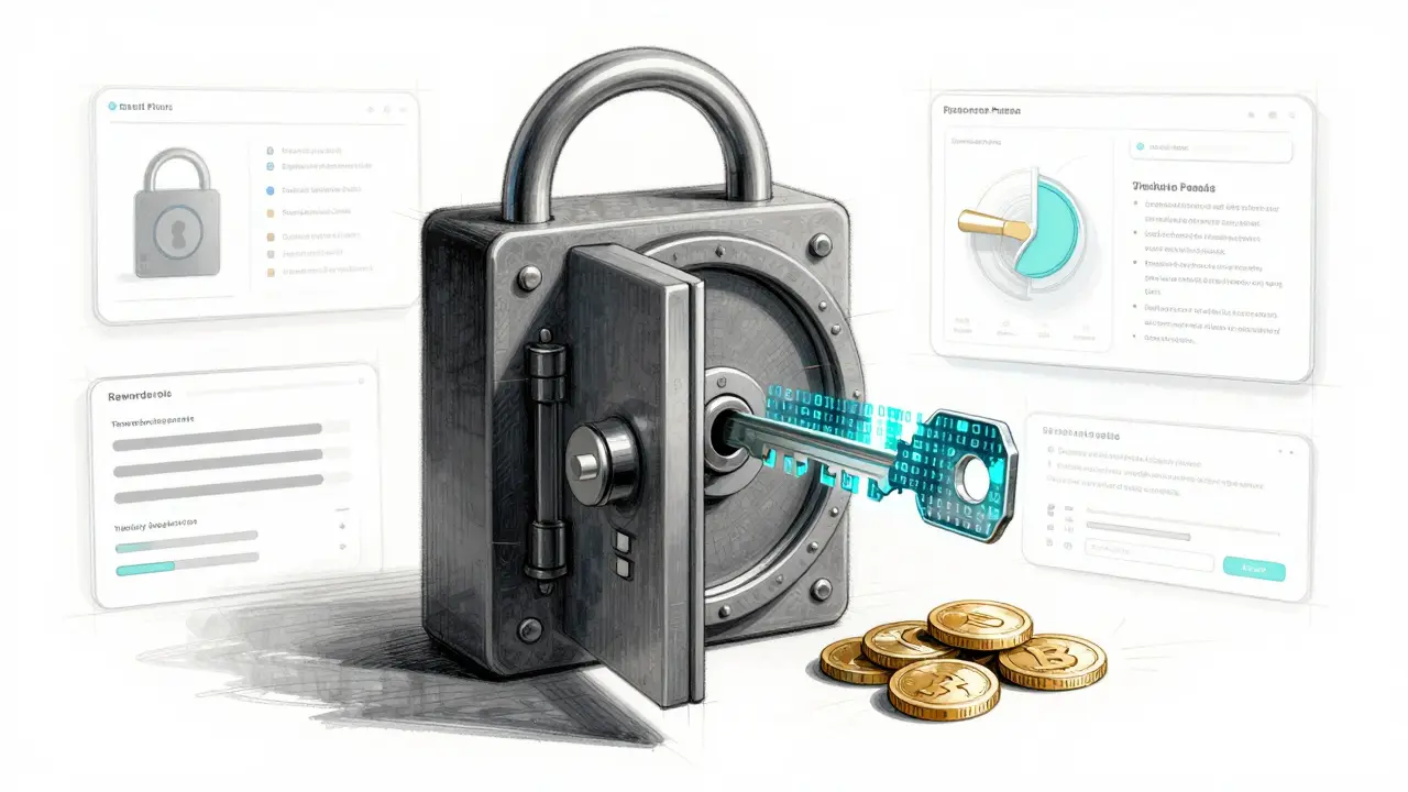 Design sketch of secure crypto vault with liquidity pool elements