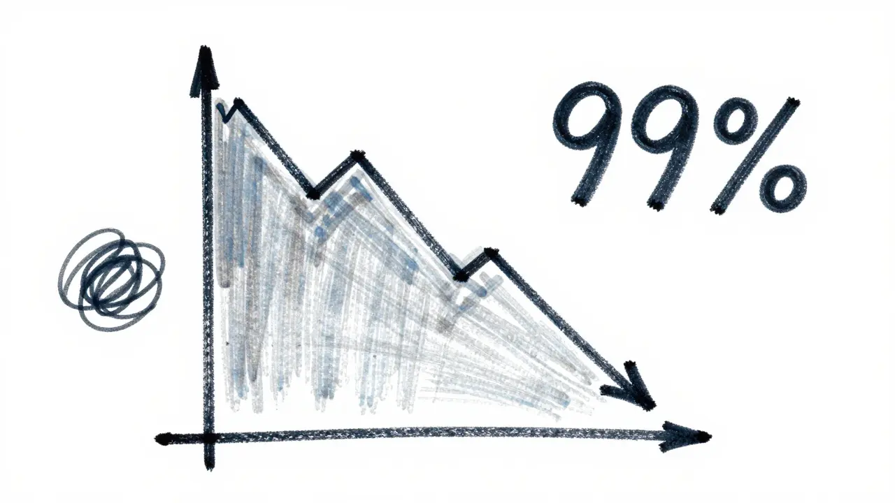 Design sketch showing steep price decline and volatility