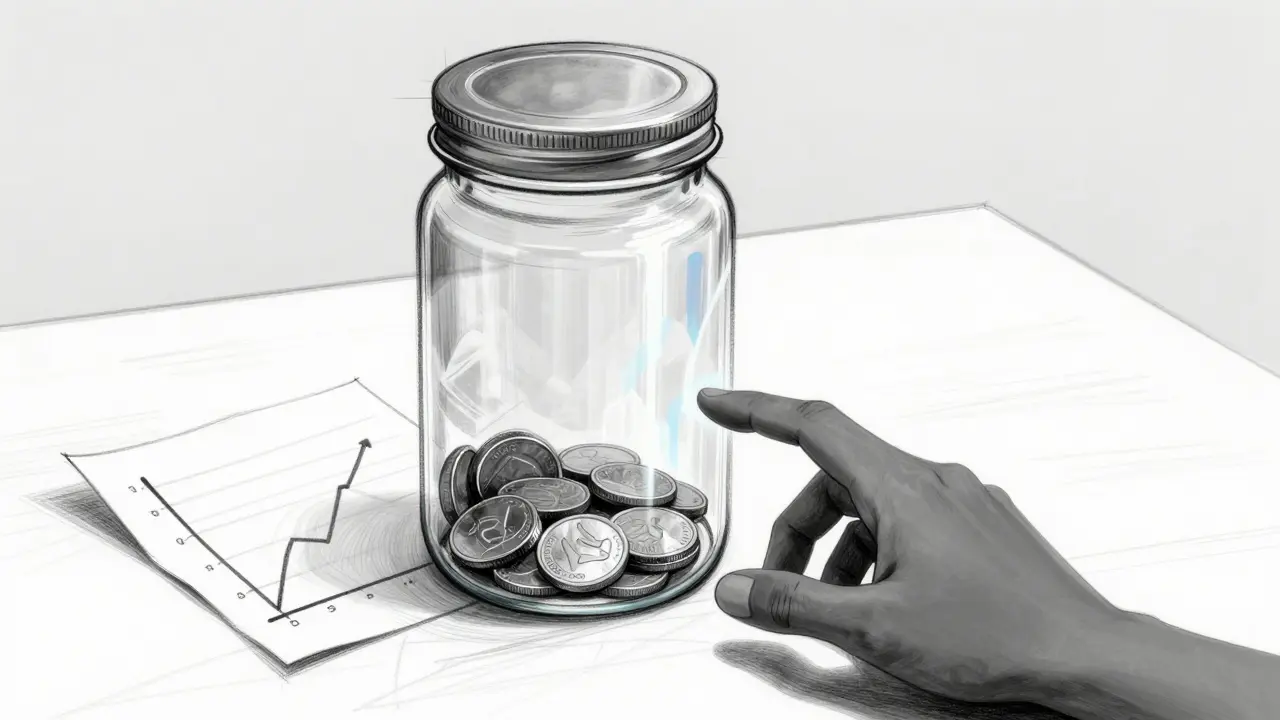 Empty vault sketch symbolizing zero circulating supply and liquidity.