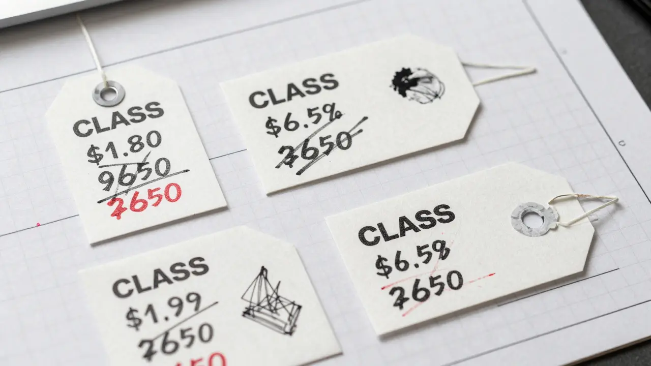 Sketch of conflicting price tags illustrating Class Coin data discrepancies