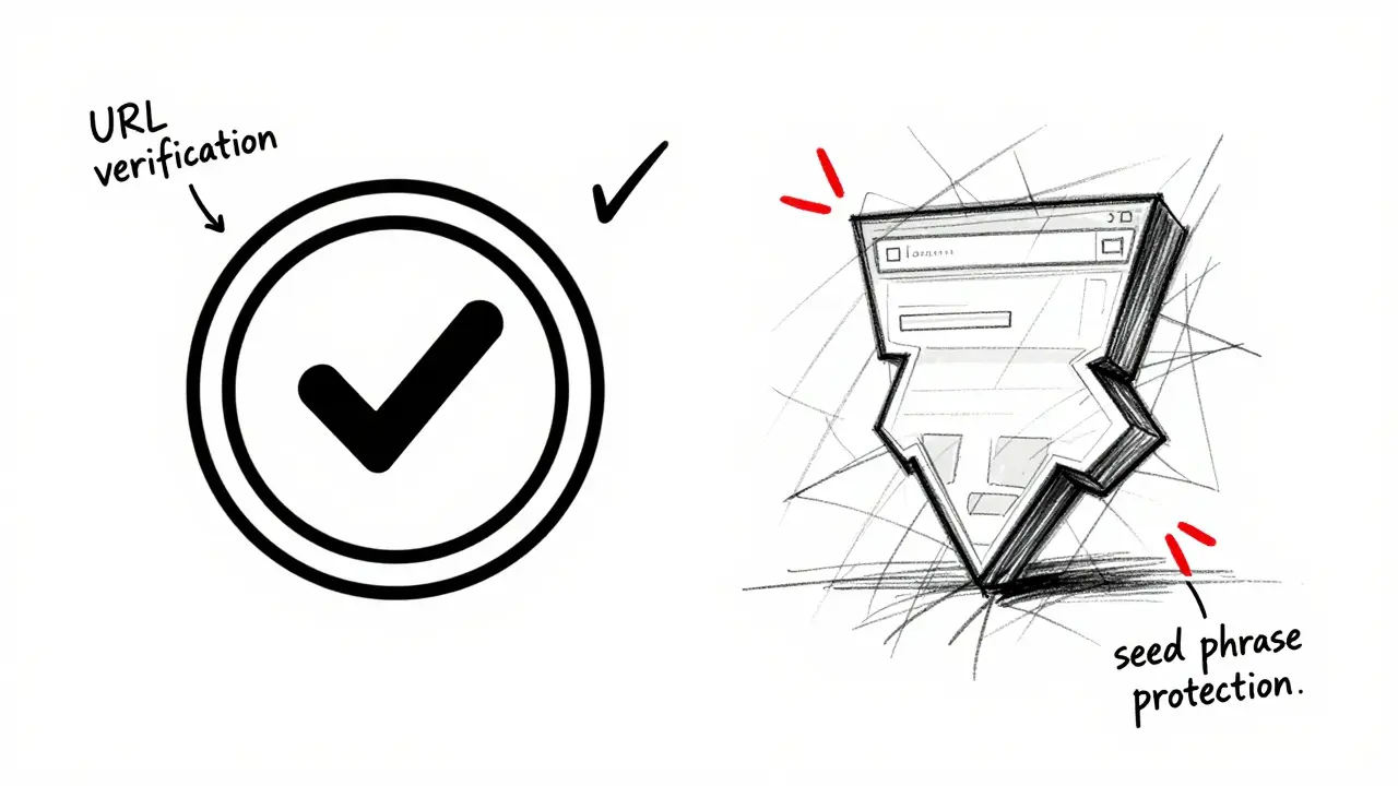 Concept sketch comparing safe tokens vs scams