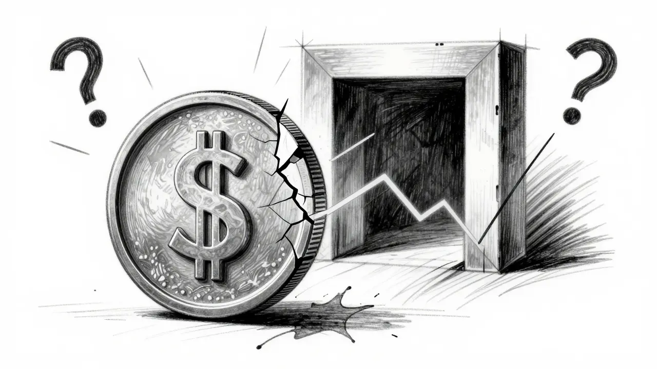 Conceptual sketch of fragmented coin and blocked withdrawal gate