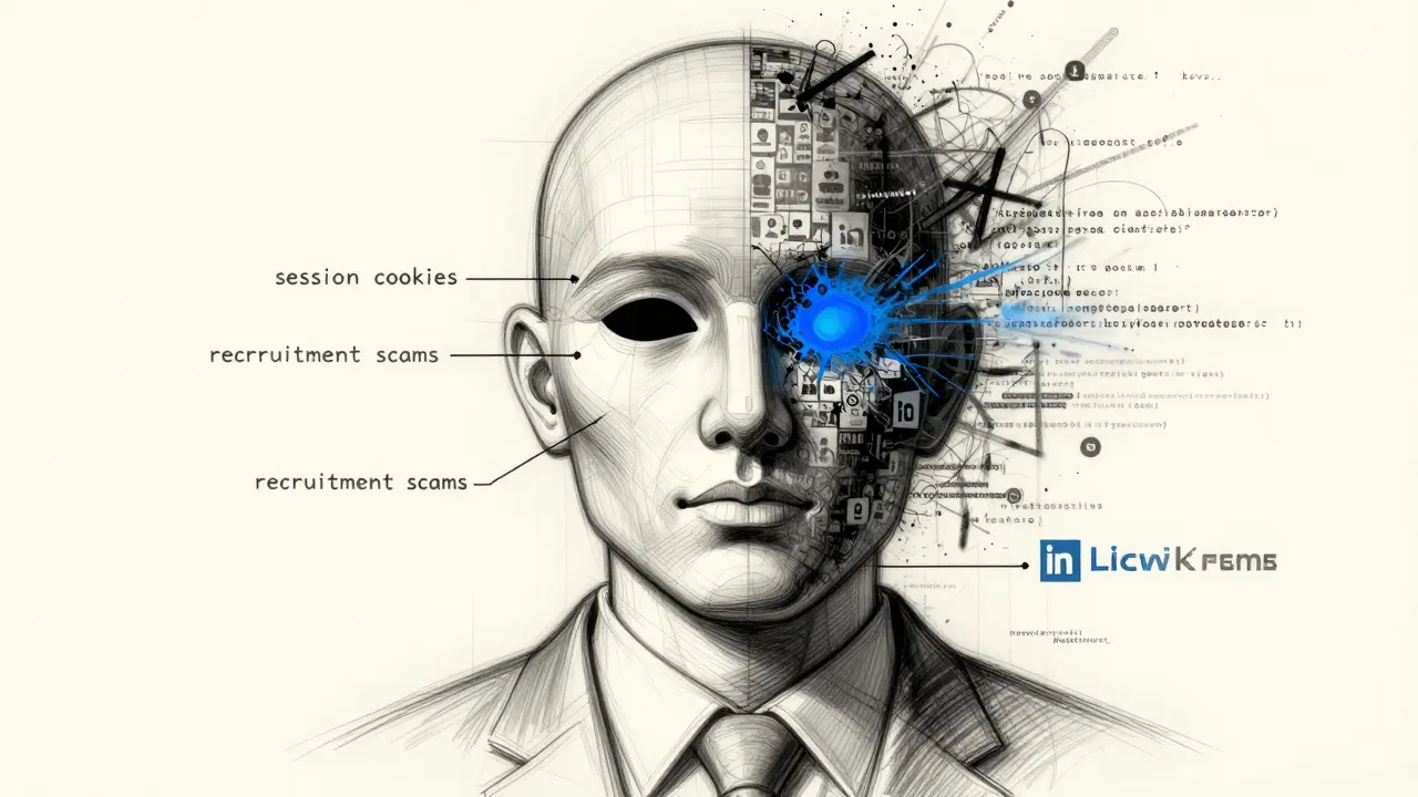 Design sketch of digital mask symbolizing social engineering