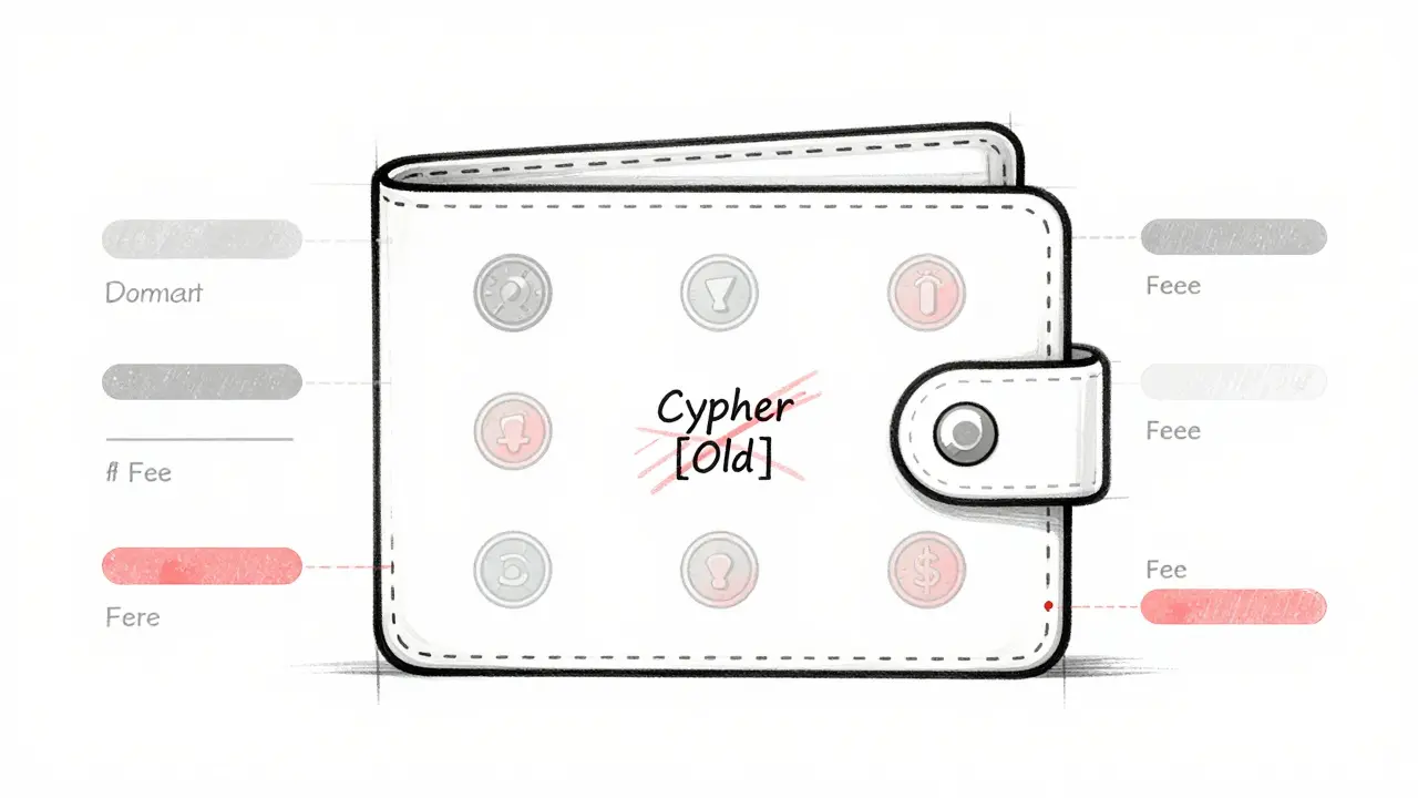 Design sketch of wallet with deprecated Cipher Old token
