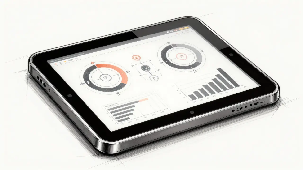 Product design sketch of a gaming governance tablet