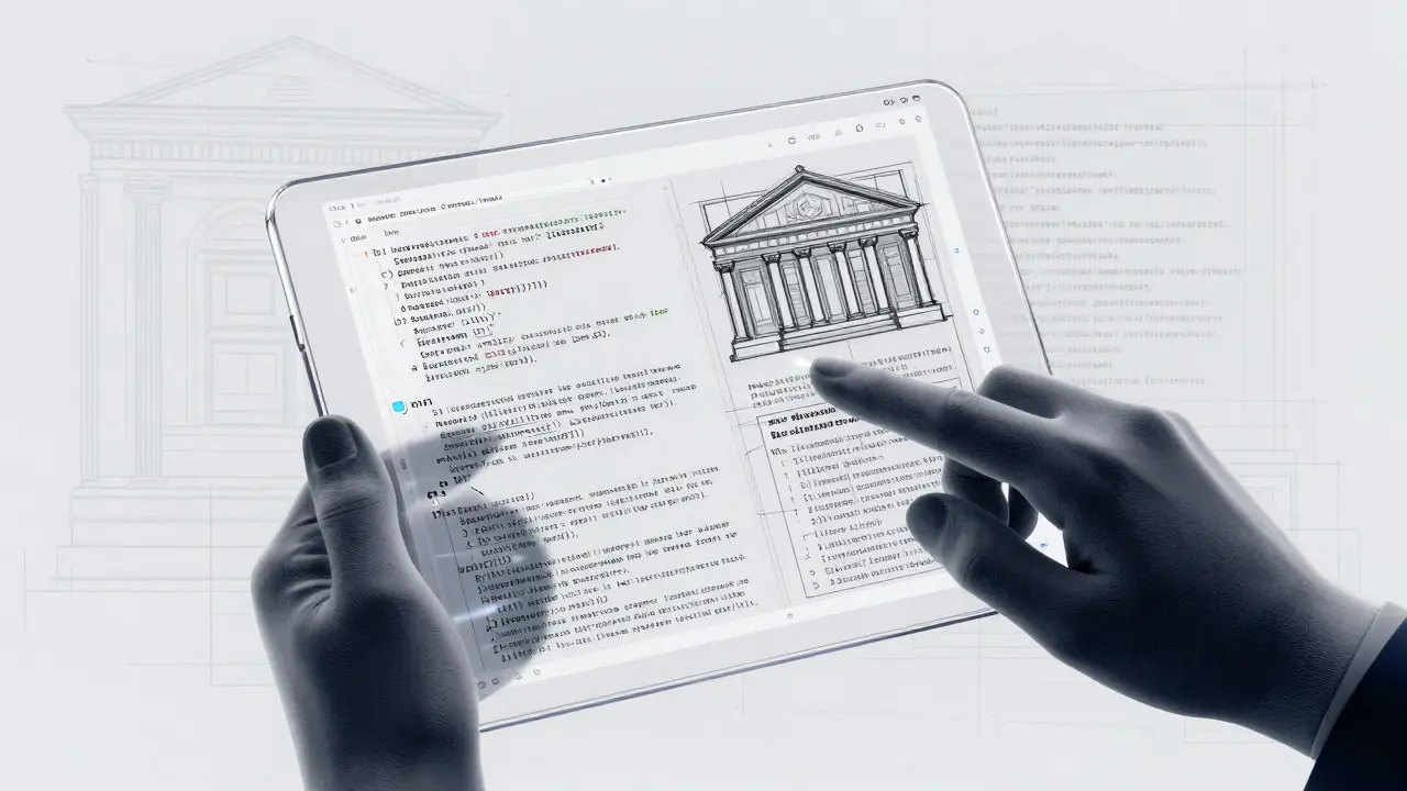 Product design sketch of a smart contract interface on a tablet