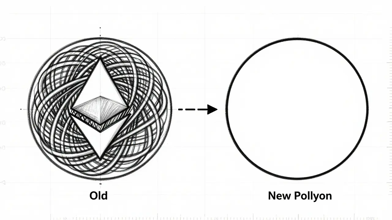 Sketch comparing old Ethereum and new Polygon token structures
