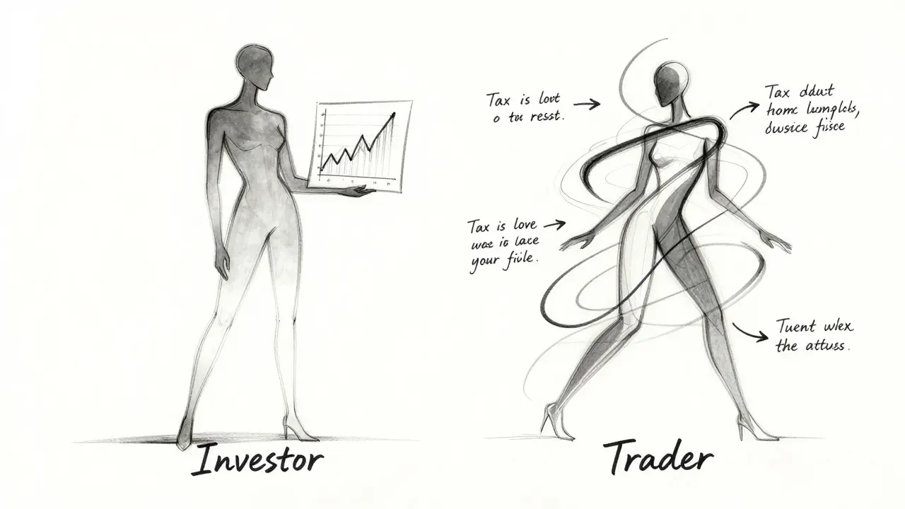 Conceptual sketch comparing investor vs trader