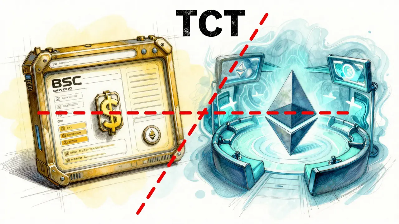 Conceptual sketch separating TCT and WC token ecosystems