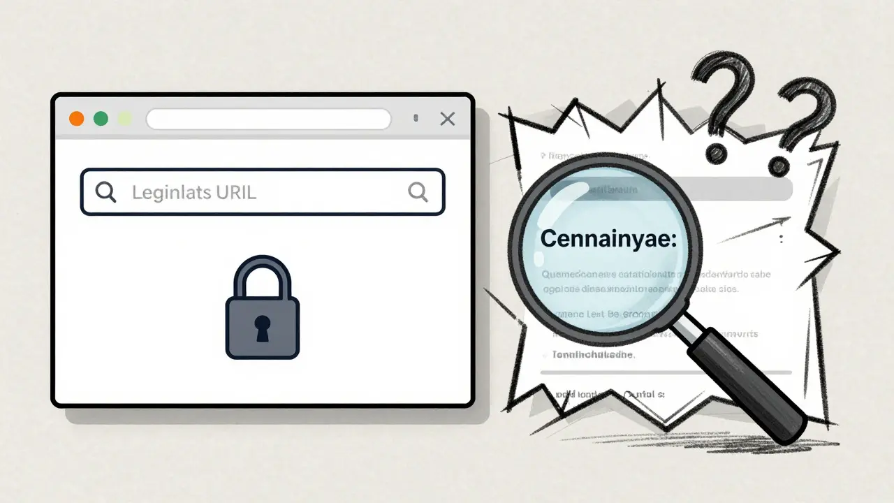 Design sketch comparing legitimate vs fake crypto URLs