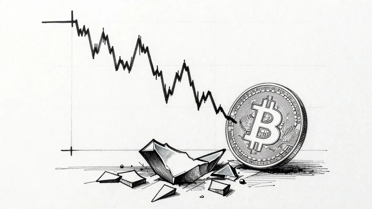 Design sketch showing a crashed crypto price chart