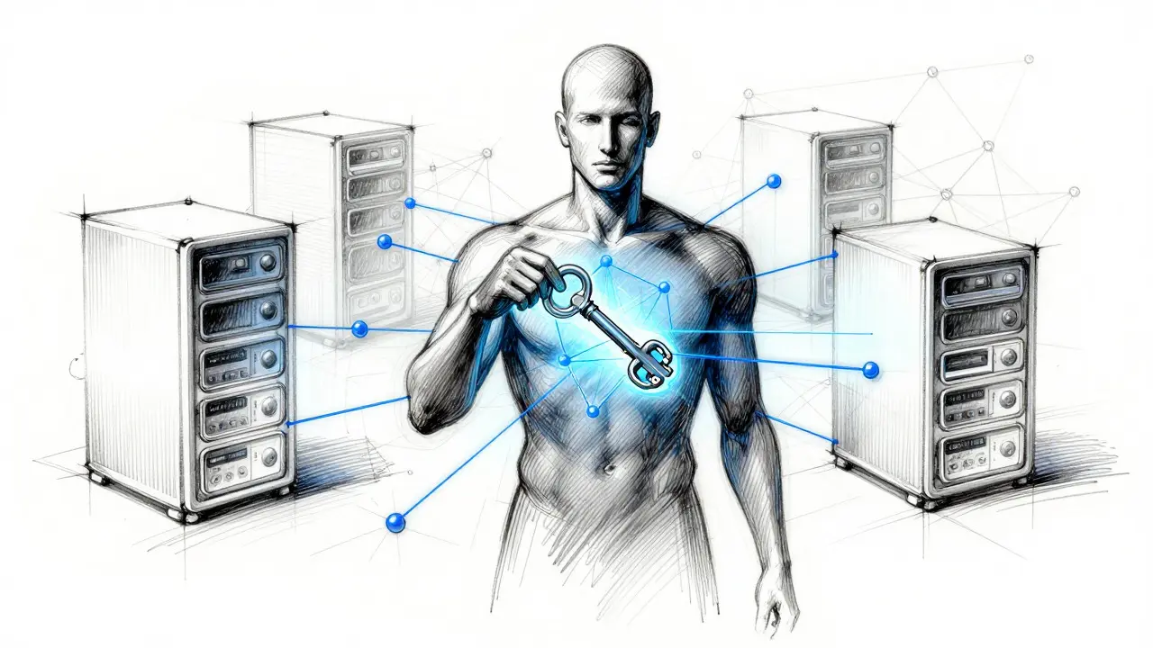 Design sketch showing user control over decentralized identity keys