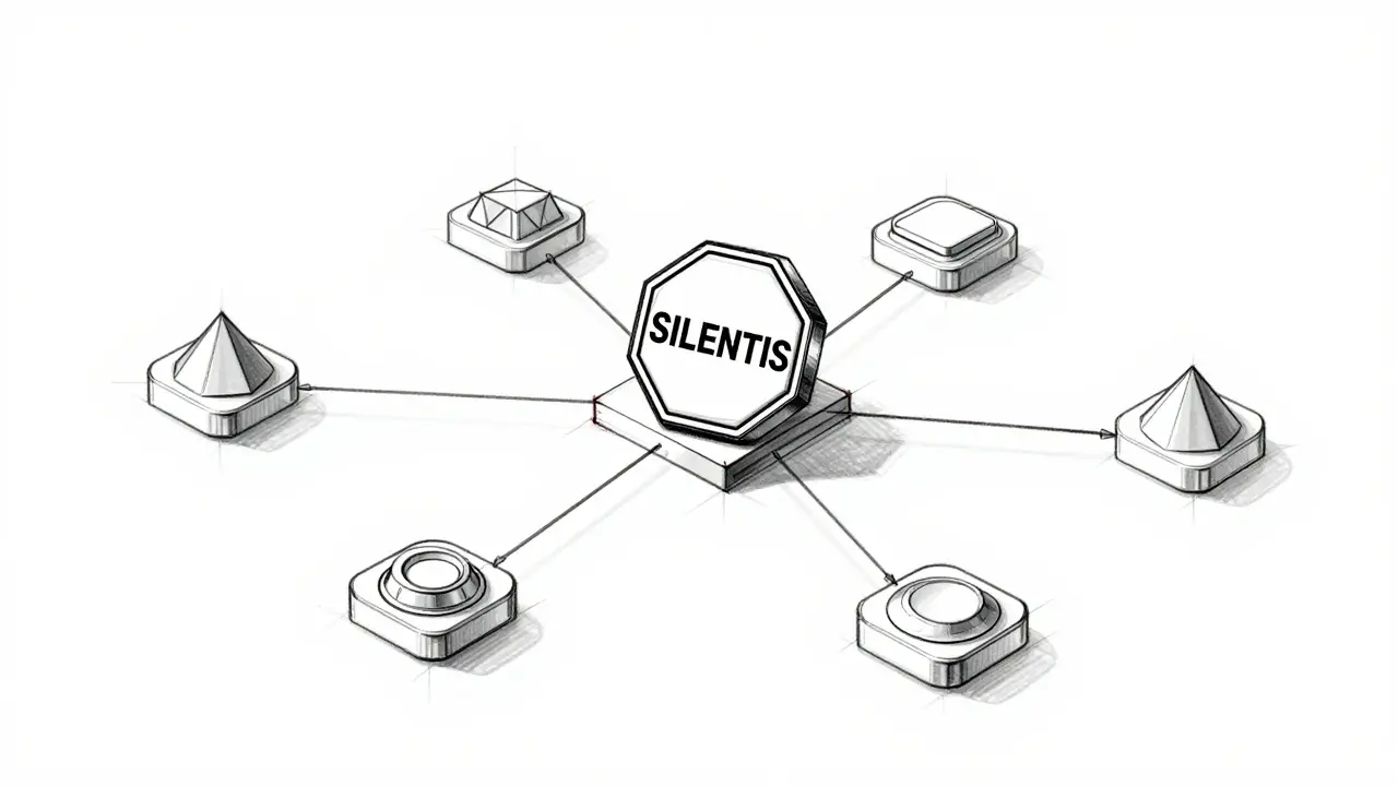Line drawing of blockchain network nodes
