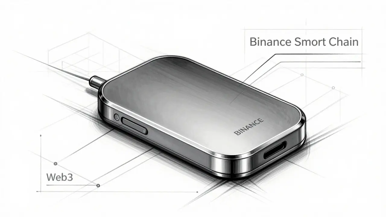 Product sketch of a secure crypto wallet device