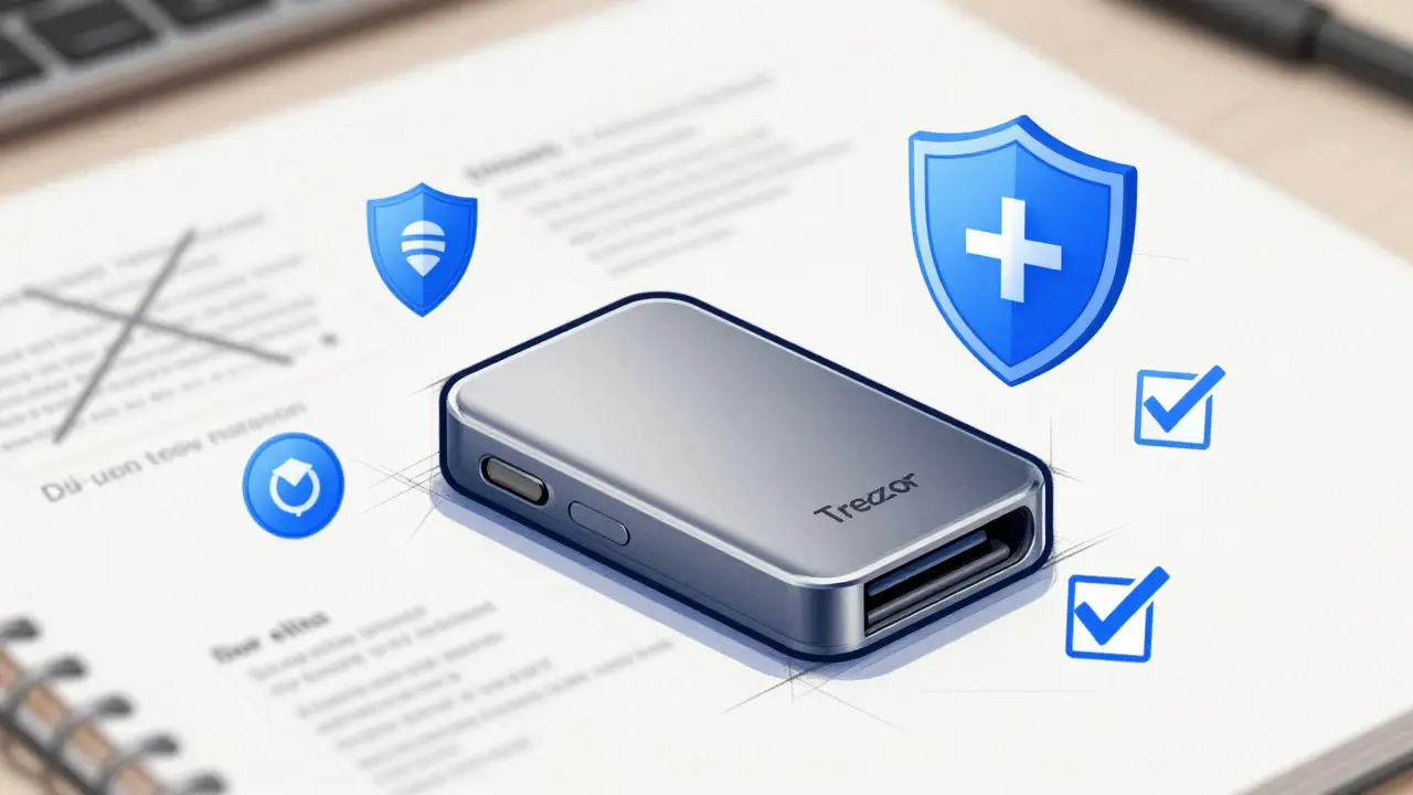 Sketch of a secure hardware wallet protecting assets
