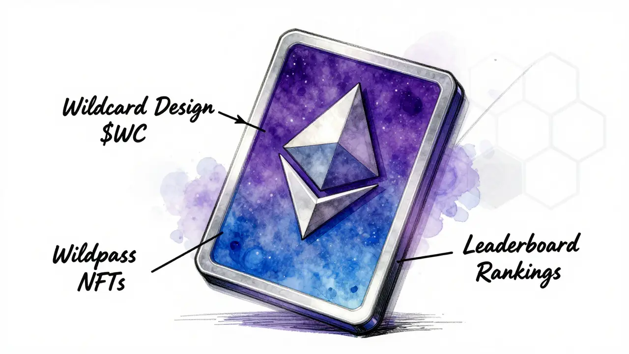 Stylized sketch of Wildcard gaming card on Ethereum