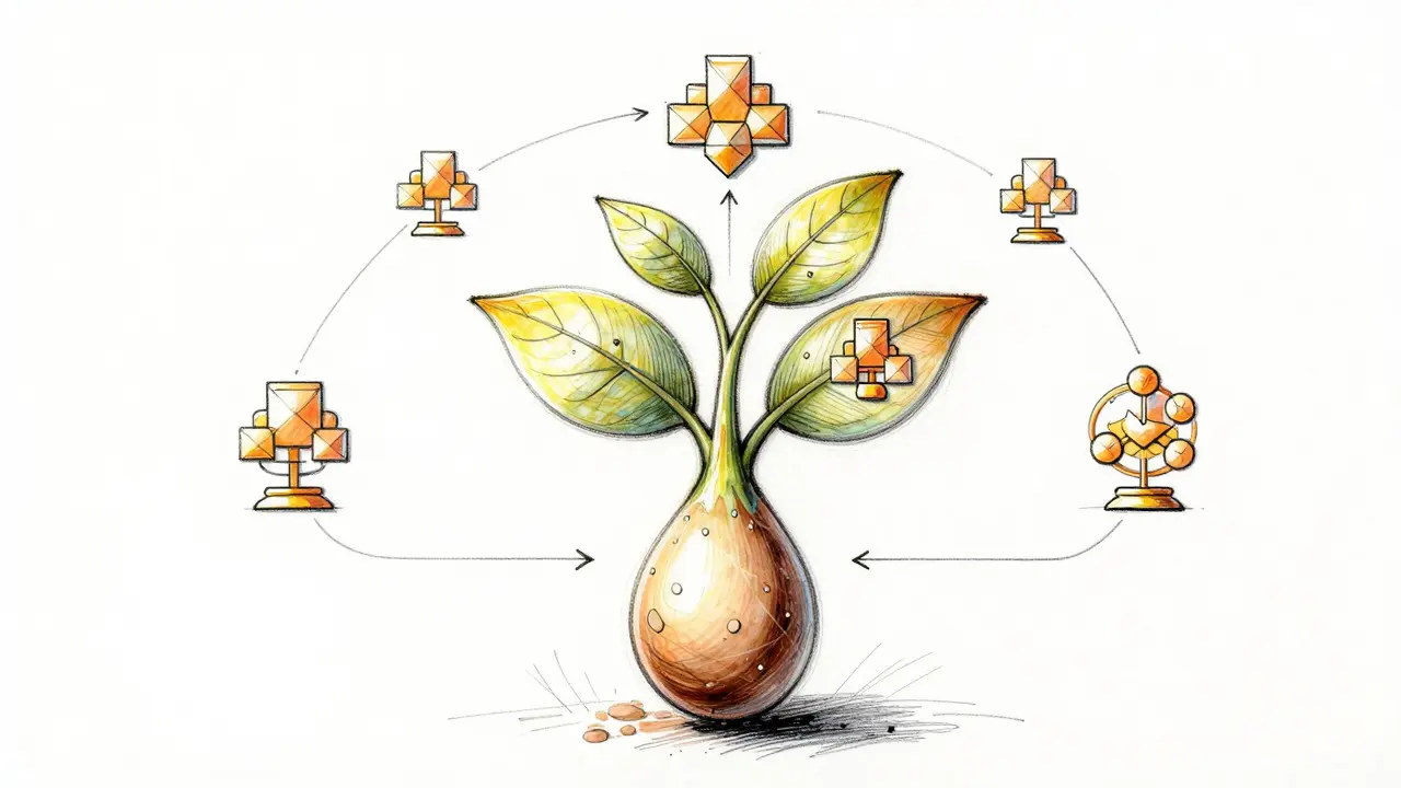 Abstract sketch of DeFi ecosystem growth