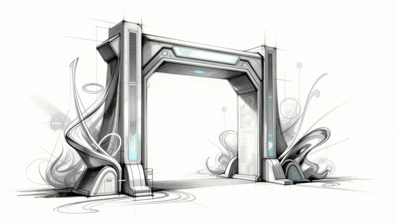Conceptual sketch of a futuristic gateway for regulated crypto trading