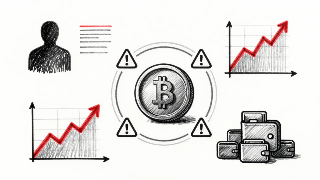 Design sketch illustrating crypto scam red flags