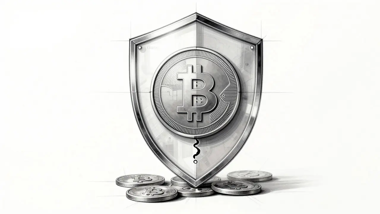 Design sketch of a security shield with a leak representing risk
