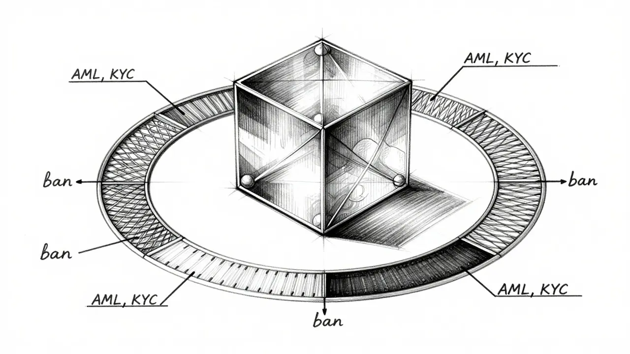 Design sketch of blockchain node with compliance layer overlays