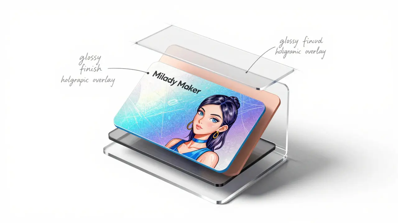 Exploded view sketch of a holographic digital membership card design concept