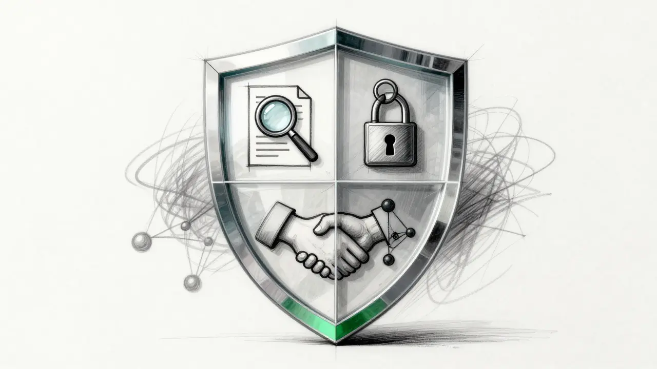 Product sketch of a shield representing crypto verification