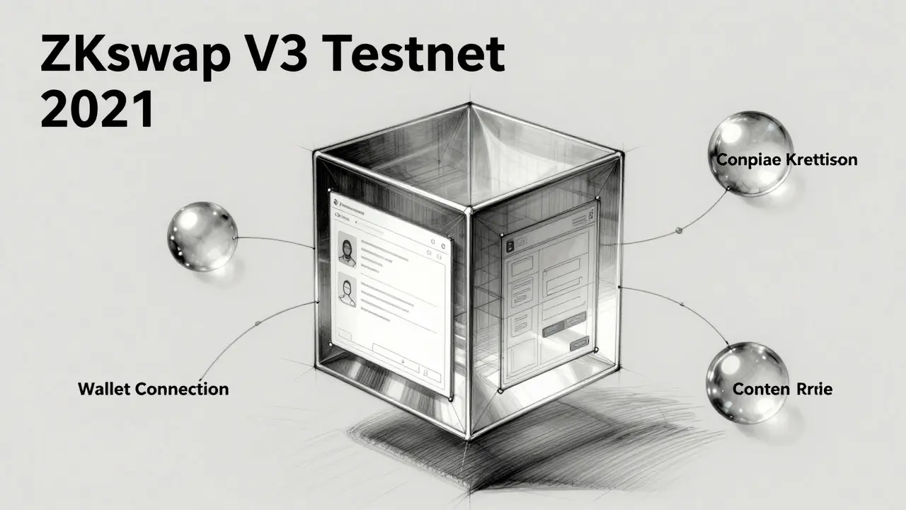 Sketch of ZKSwap V3 testnet concept with UI wireframes