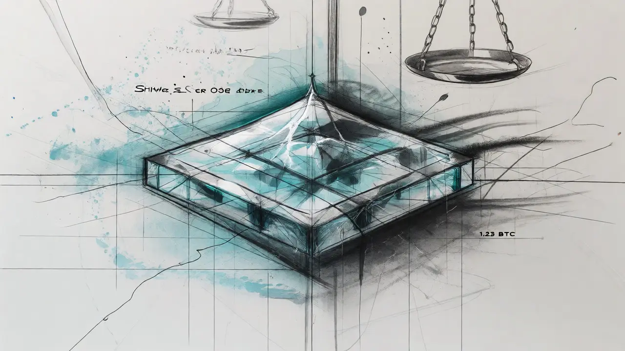 Abstract sketch of fragile token structure and offshore context