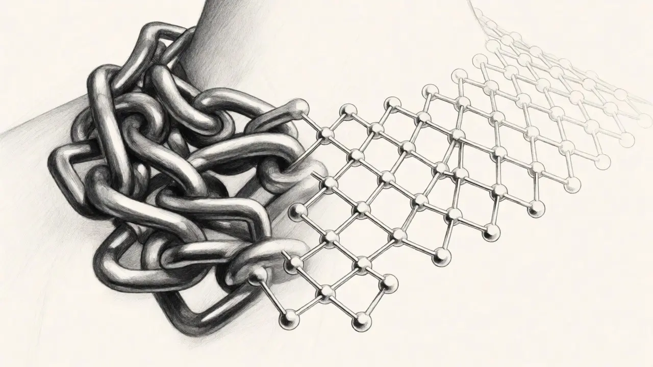 Conceptual sketch comparing traditional blockchain vs Shardus scaling