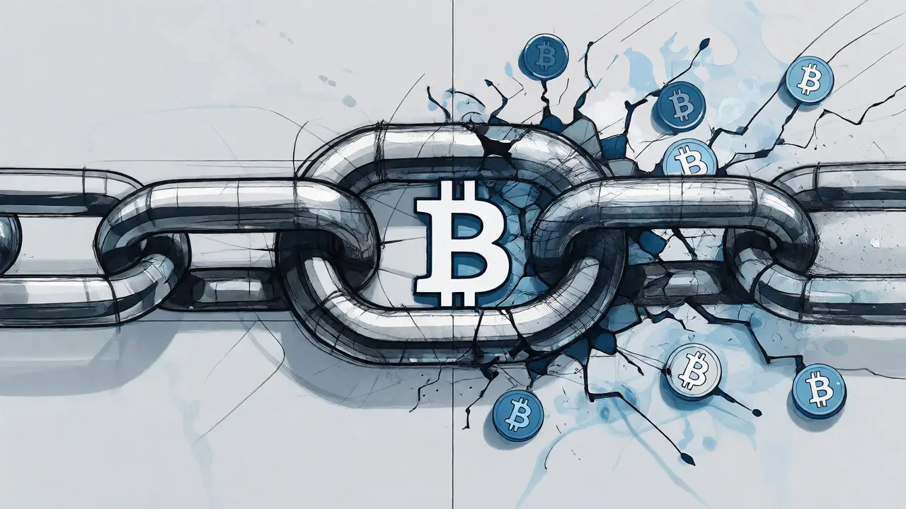 Conceptual sketch of chains locking down cryptocurrency flows via sanctions.