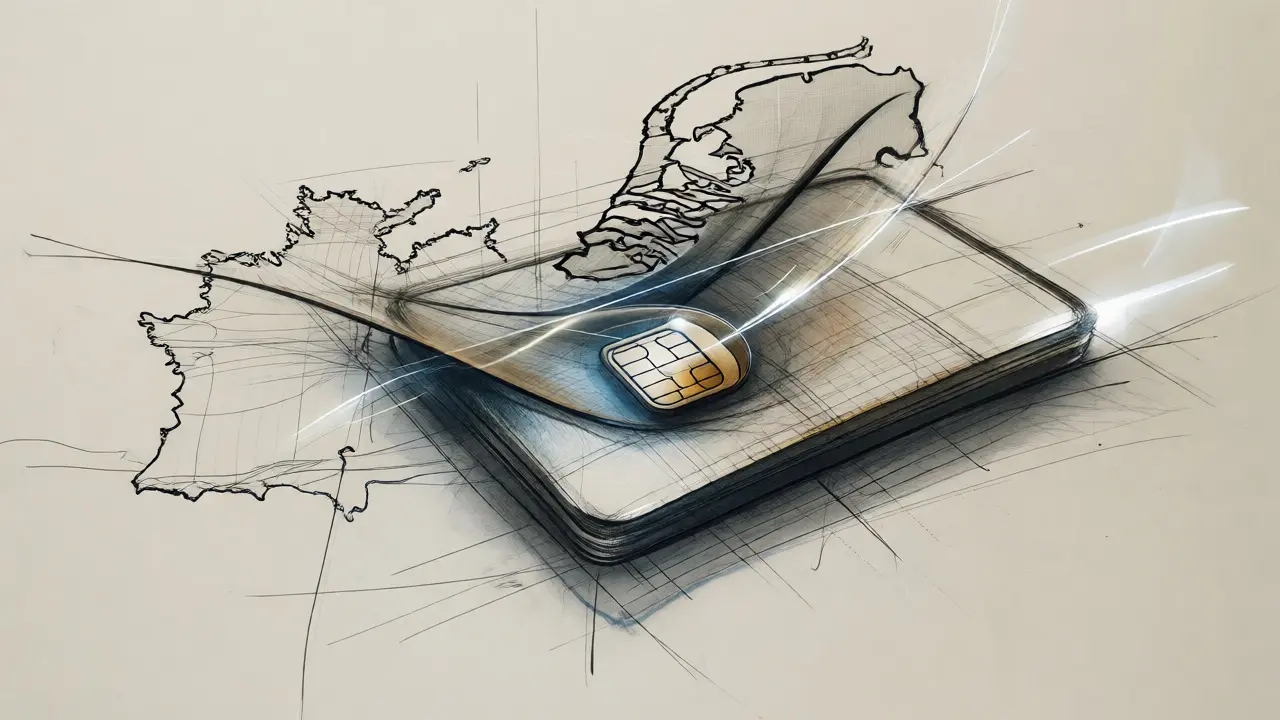 Design sketch of a passport transforming into a digital key
