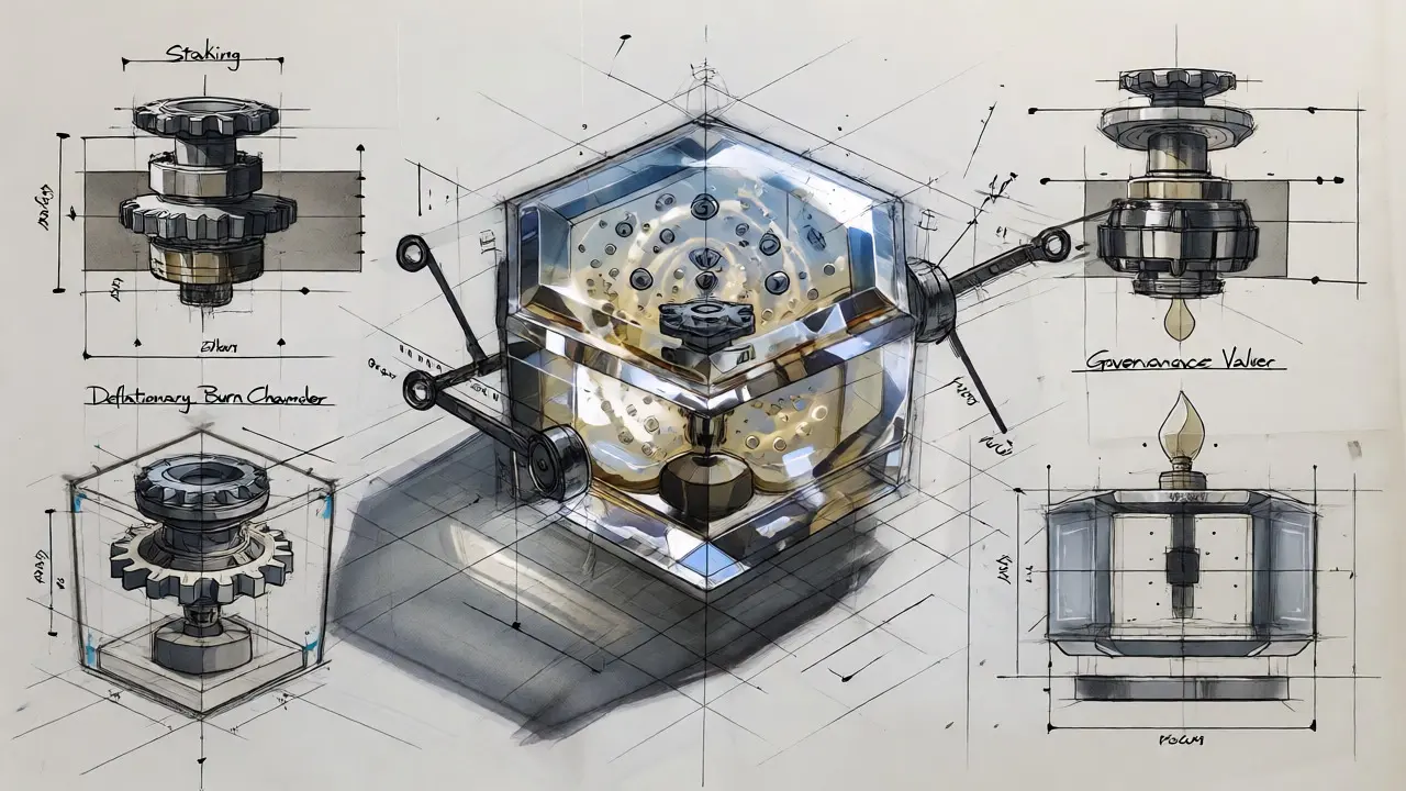Exploded view sketch of COOKIE token utility components
