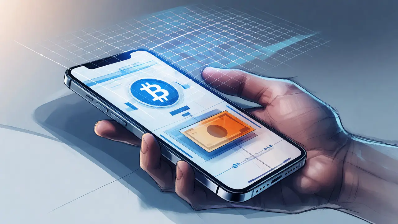 Hand holding phone converting Bitcoin to Vietnamese Dong