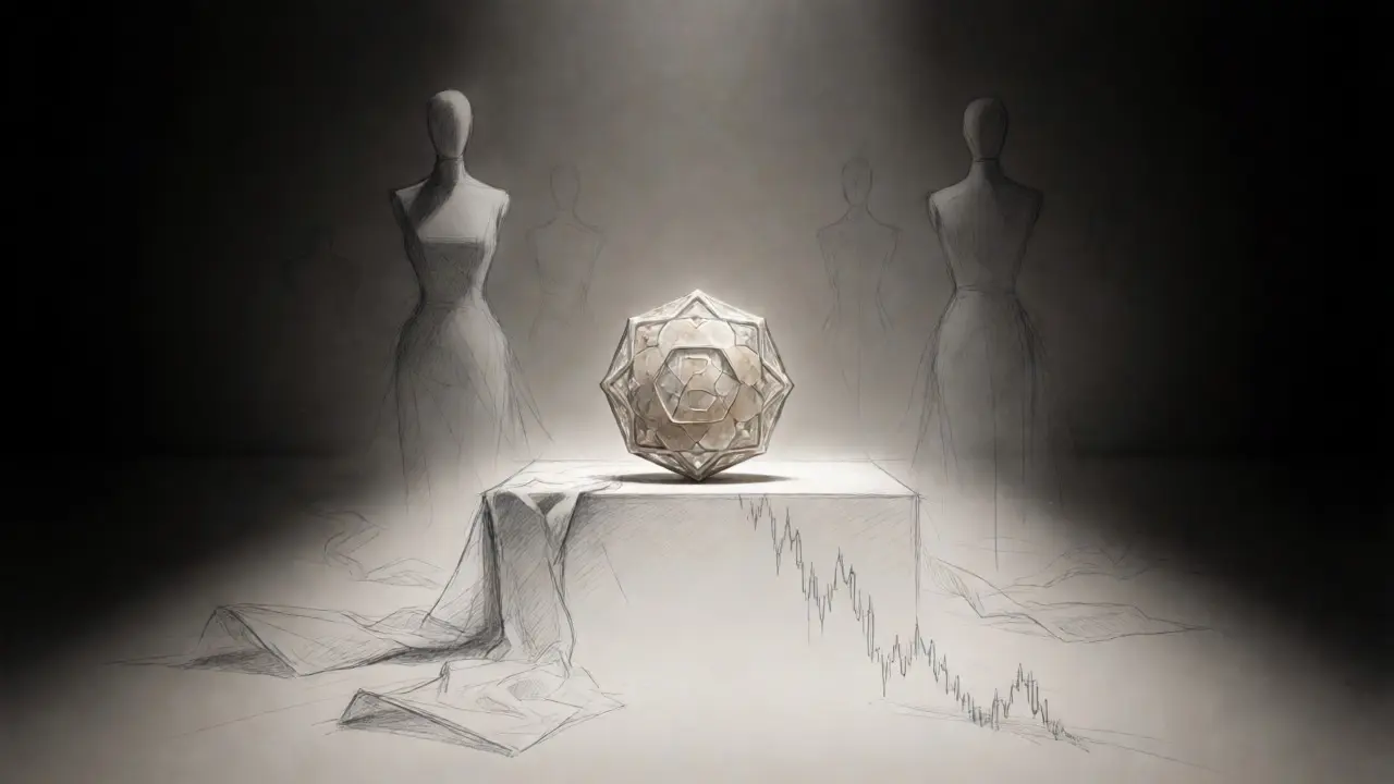 Isolated BPAD token sketch symbolizing low liquidity and dormancy.