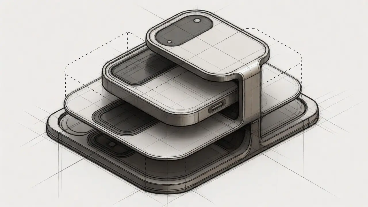 Isometric sketch of a layered DeFi interface hub with connectivity lines